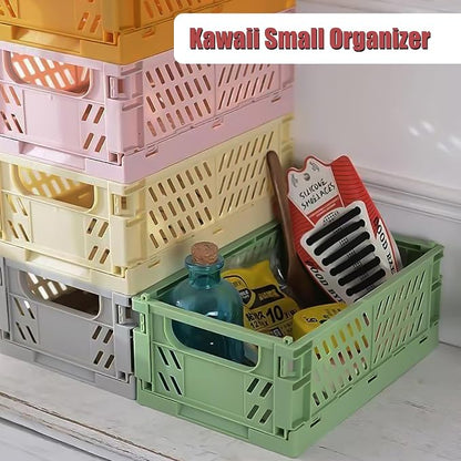 Pastel Plastic Storage Baskets 2 Pack, Collapsible Crates - Image 7