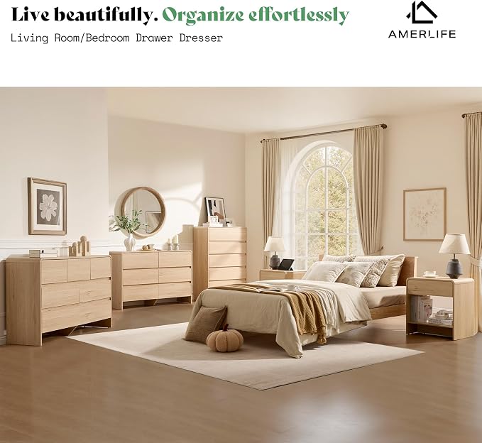 AMERLIFE 5 Drawer Dresser for Bedroom, Anti-Tip Kit, Wood Cabinet Organizer for - Image 8