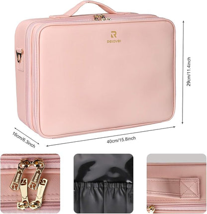 Relavel Makeup Case Large Makeup Bag Professional Train Case 16.5 inches Travel - Image 6
