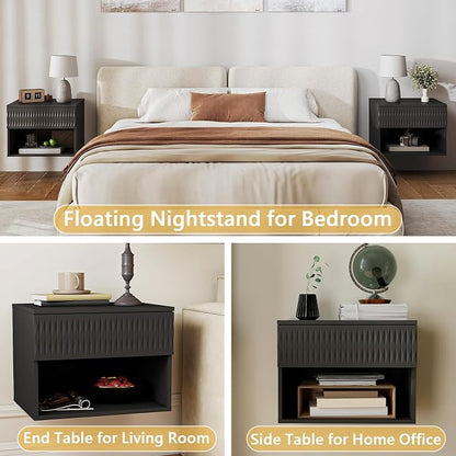 Vibe & Dine Floating Nightstand Set of 2, Wall Mounted Night Stand - Image 7