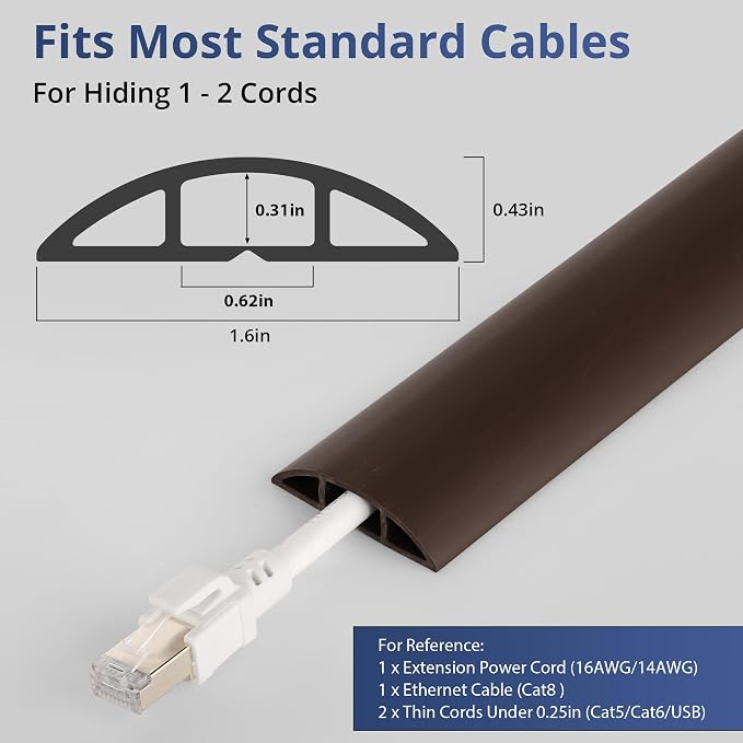 ZhiYo 5.6ft Cord Covers for Wires on Floor, Cord Hider Floor Hide Extension - Image 2