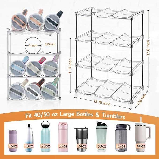 Water Bottle Organizer for Stanley 40 oz Tumbler, Stackable Tumbler Storage - Image 2