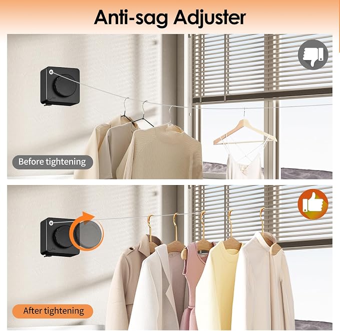 Yejay Retractable Clothesline Indoor, Non-Sagging Clothes Line Retracting - Image 4