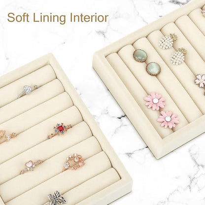 DesignSter Small Jewelry Tray-Ring Organizer 2PCS Premium Velvet Rings Earrings - Image 4