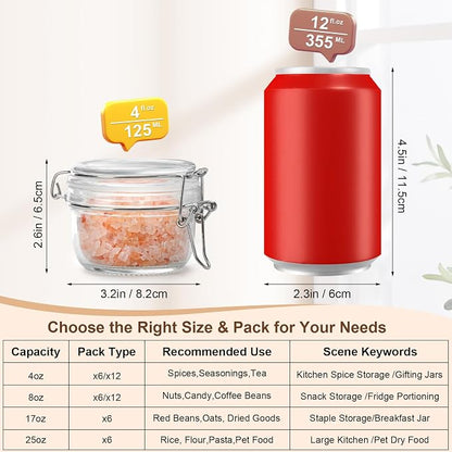 6 Pack Spice Jars, 4 oz Glass Containers - Image 2