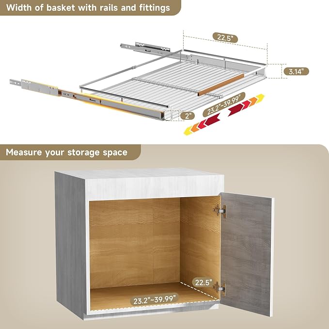 2 Pack Expandable Pull Out Cabinet Organizer，Side Mounting - Image 2