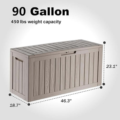 90 Gallon Deck Box, Resin Outdoor Storage Box - Image 2