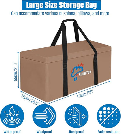 SIRUITON 69”L x 29.5”W x 21.6”H Outdoor Cushion Storage Bag, Patio Furniture - Image 2