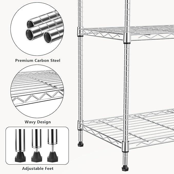 1250 lbs 5 Tier Shelf Metal Storage Shelves Wire Rack Closet Organizers - Image 5