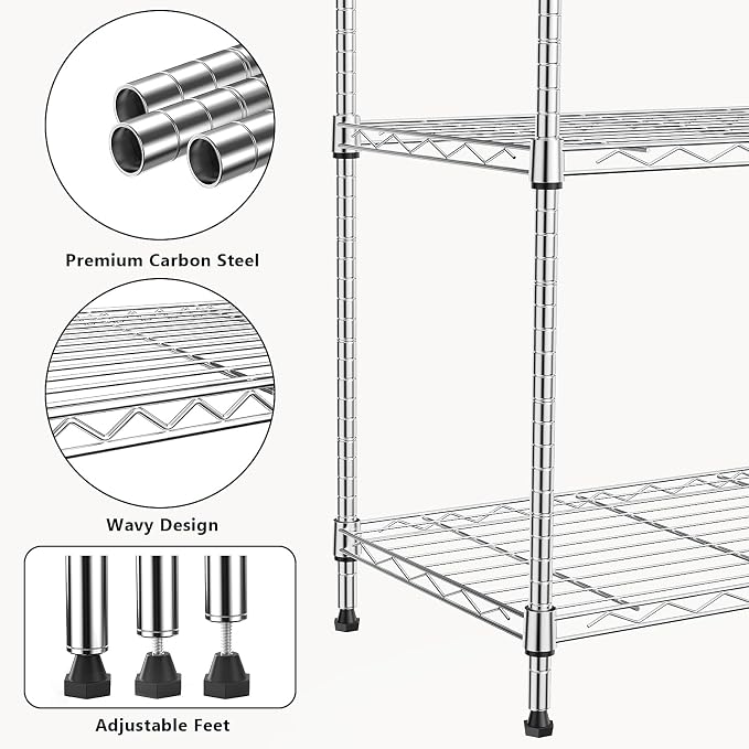 1000 lbs 4Tier Shelf Metal Storage Shelves Wire Rack Closet Organizers - Image 5