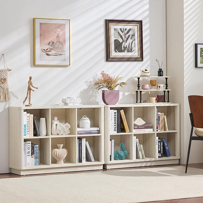 6 Cube Bookcase, Wood Floor Standing 2-Tier Bookshelf - Image 2