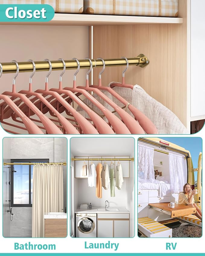 Closet Rod, 17 to 28 Inch Heavy Duty Adjustable Metal Clothing Rack - Image 6