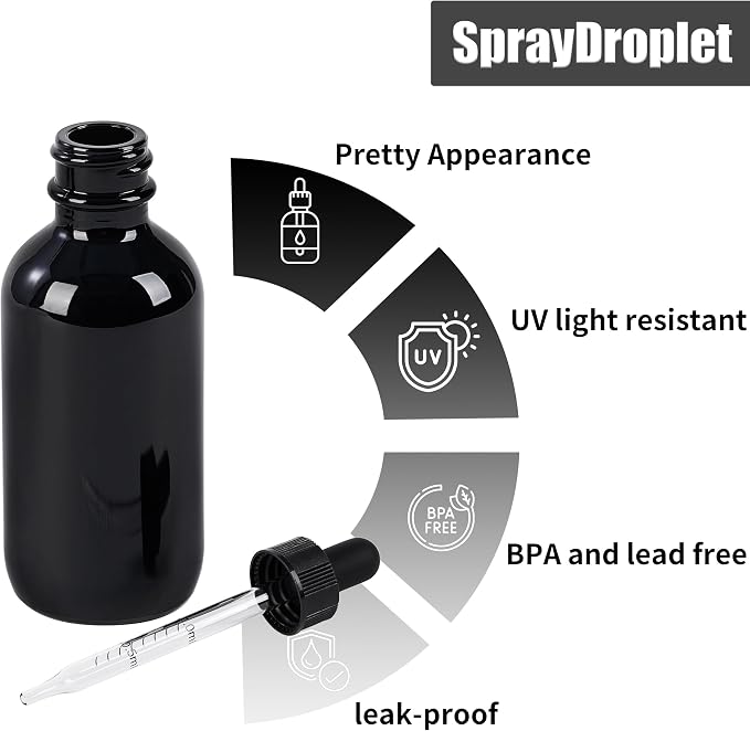 48 Pcs, 2oz Glass Dropper Bottle, Leakproof Tincture Bottles - Image 3