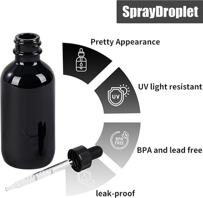 48 Pcs, 2oz Glass Dropper Bottle, Leakproof Tincture Bottles - Image 3