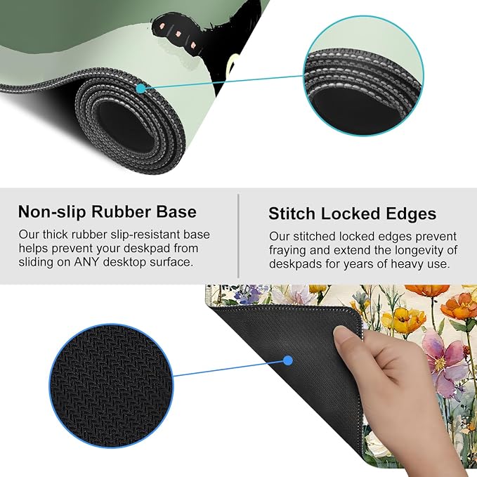 Cute Black Cat Large Mouse Pad – Extended Desk Mat 35.43 x 15.75 in – Kawaii - Image 5