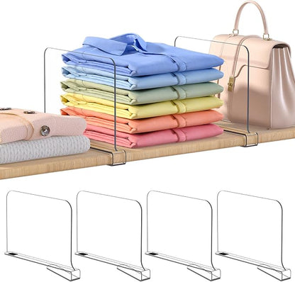 OKPOW Shelf Dividers for Closet Organization: 4 Pack 8" Tall X 12" Deep Acrylic by OKPOW