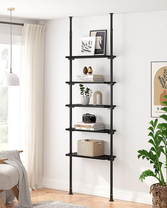 ALLZONE 5 Tiers Narrow Bookshelf, Tall Adjustable Ladder Book Shelf by ALLZONE