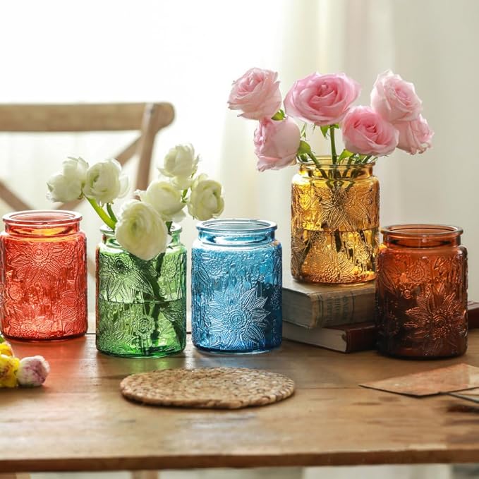ANSQU Set of 2 Vintage Glass Kitchen Storage Counter Jar, 23.7 FL OZ Candy Jars - Image 6