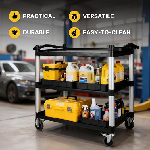 NorthSky Select Dual-Handle Utility Cart, 3 Shelves, 440 lb. Cap - Image 6