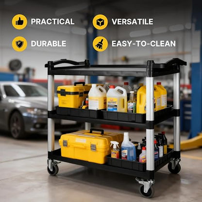 NorthSky Select Dual-Handle Utility Cart, 3 Shelves, 440 lb. Cap - Image 6