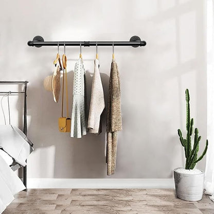 Industrial Iron Pipe Clothes Hanging Bar DIY Wall-Mounted Garment Rack Heavy - Image 4