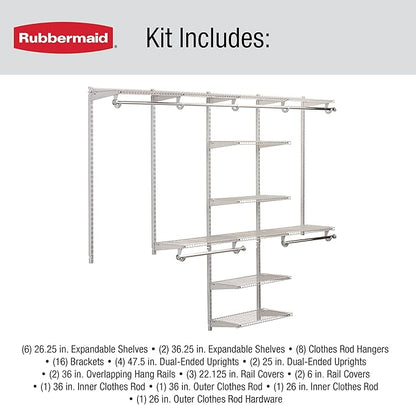 Rubbermaid Configurations Deluxe Custom Closet Kit 4-8 Ft. Adjustable Metal - Image 6