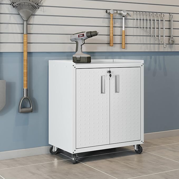Manhattan Comfort Fortress Textured Metal 31.5" Garage Mobile Cabinet - Image 2