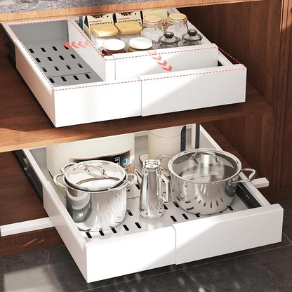 2 Pack Pull Out Cabinet Organizer Expandable Width and Depth, Slide Out Drawers by Seinloes