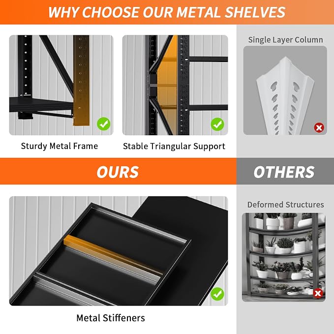 78.7"H Storage Garage Shelving Unit, 4000LBS Heavy Duty Metal Shelves - Image 5