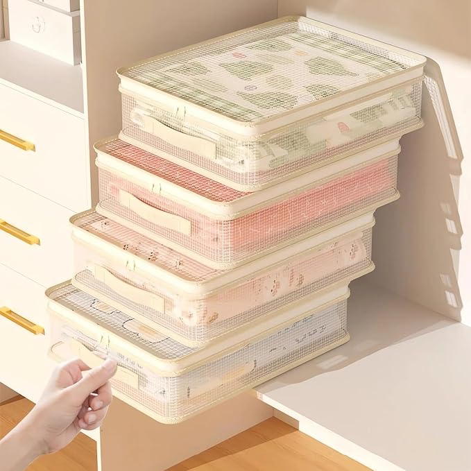Stackable storage-Organizer – Foldable Sheet And Blanket Bag, Portable Handle - Image 7