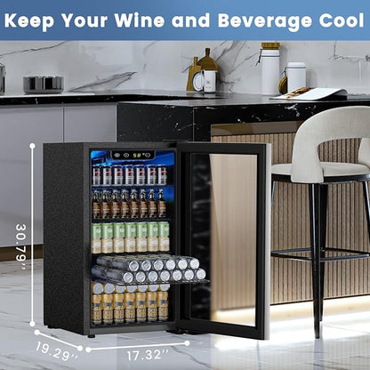 Mini Fridge 130 Can Beverage Refrigerator Cooler, 3.2 Cu.Ft Drink Fridge - Image 7