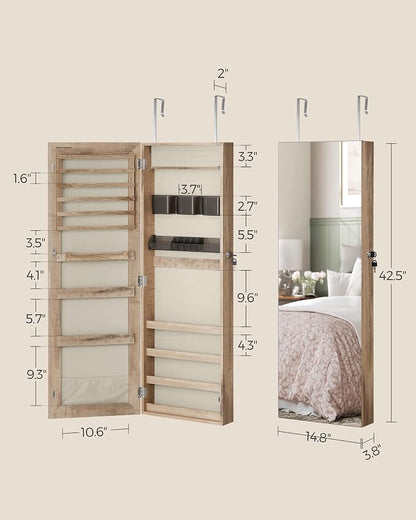 SONGMICS Mirror Jewelry Cabinet Armoire, Wall or Door Mounted Jewelry Storage - Image 6