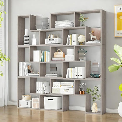 Expandable Bookcase with Adjustable Width, Wooden Room Divider Bookshelf by Unknown