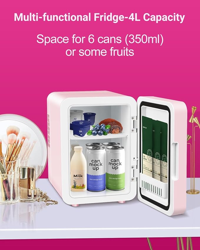 4-Liter Pink Portable Mini Fridge - Image 4