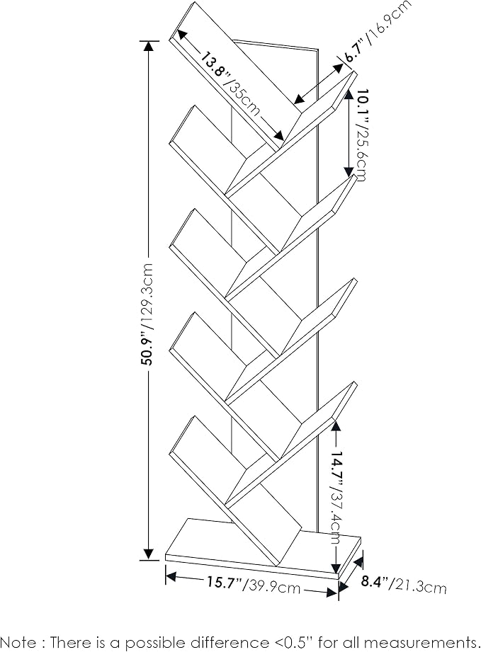 Furinno Bookshelf 9-Tier Floor Standing Tree Bookcase - Image 3