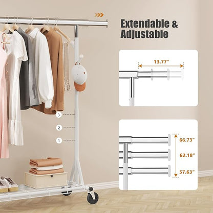 Heavy Duty Clothes Rack, 530 lbs Load Capacity Metal Garment Rack on Wheels - Image 4