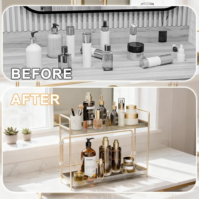 LEEDA 2 Tier Bathroom Counter Shelves, Countertop Shelf Organizer - Image 4