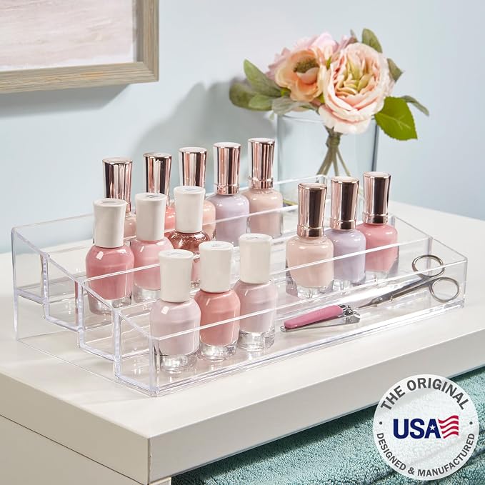 STORi Multi-Level Nail Polish Bottle Holder | Clear Plastic Organizer Rack - Image 2