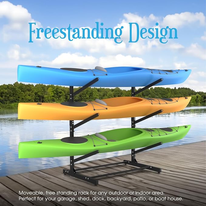 Adjustable Kayak Storage Rack, Freestanding Sup Storage Stand, Weatherproof - Image 7