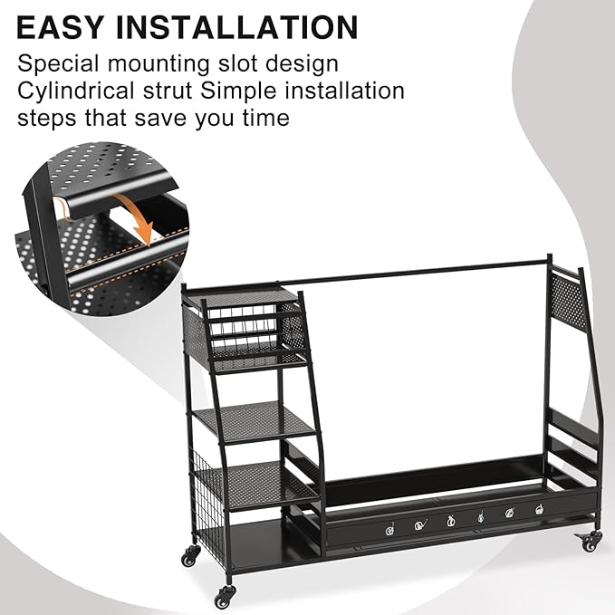 Lauren&Harold Golf Bag Organizer Garage Storage, Golf Storage Rack Stand Fits 2 - Image 3