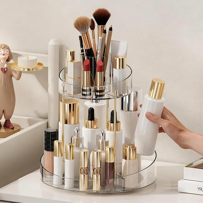 2 tier Makeup Organizer Countertop, 360 Rotating Makeup Organizer - Image 6