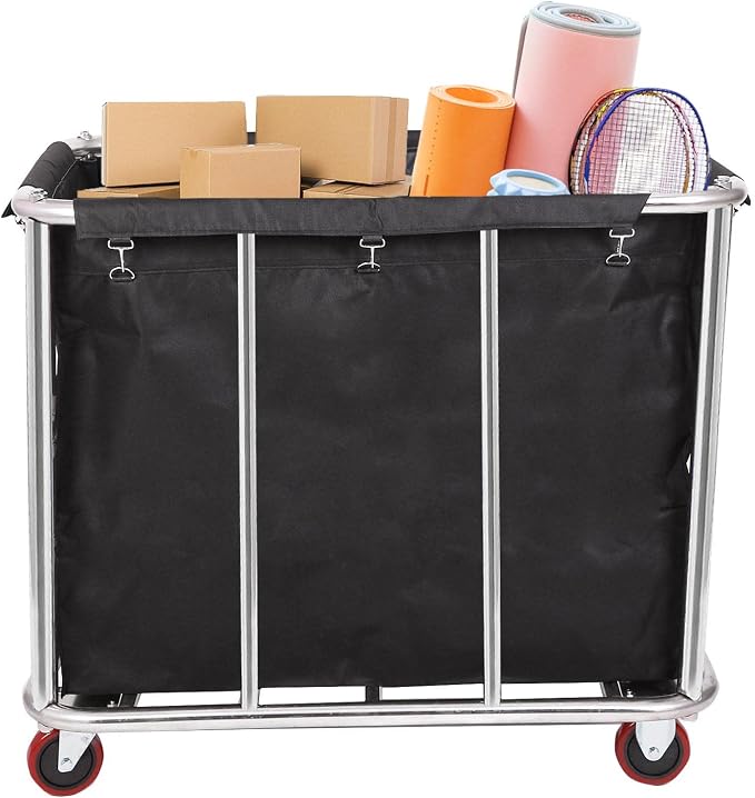 12 Bushels Laundry Cart Commercial/Home, Heavy Duty Large Stainless Steel - Image 5
