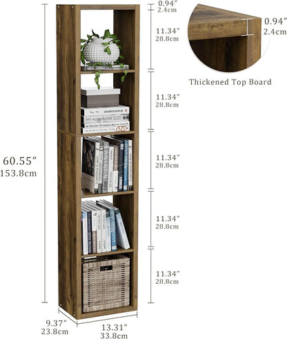 Tall Cube Storage Organizer Bookcase, 5 Tier 11 inch Open Back Cubical Shelf - Image 3