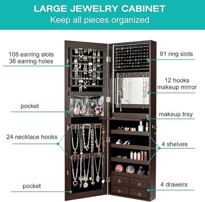 CHARMAID LED Strip Jewelry Armoire - Image 4