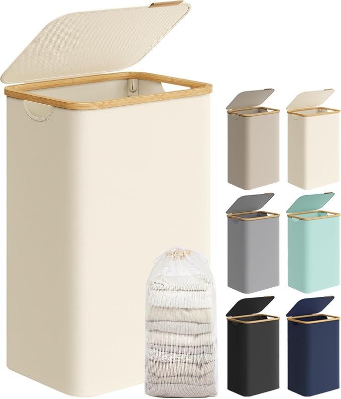 SONGMICS Laundry Hamper with Lid, Large Laundry Basket, 23.8 Gallons, Removable by SONGMICSbySONGMICSHOME
