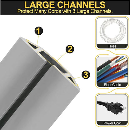 MYFAMIREA 6.5FT Floor Cord Cover Heavy Duty Cable Cover Protector 3 Channels - Image 3