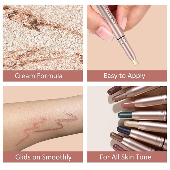 Eyeshadow Stick Makeup, Waterproof Hypoallergenic Long Lasting Cream Eye Shadow - Image 4