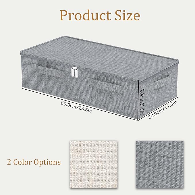 Underbed Storage Box, Foldable Under Bed Bins Container, Fabric Closet Organizer - Image 6