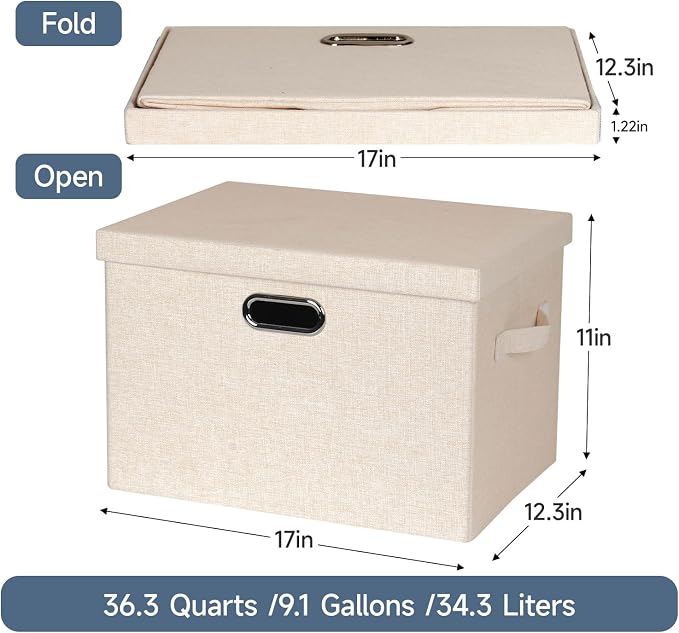 Large 17" 36 Quart Collapsible Stackable Storage Bins - Image 2