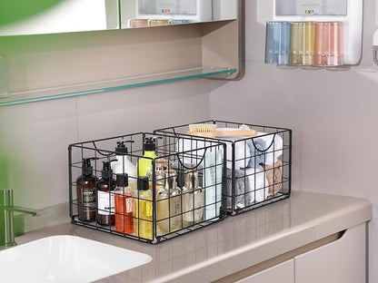 Metal Wire Basket Organizer Foldable Set of 6, Food Storage Mesh Bin - Image 2